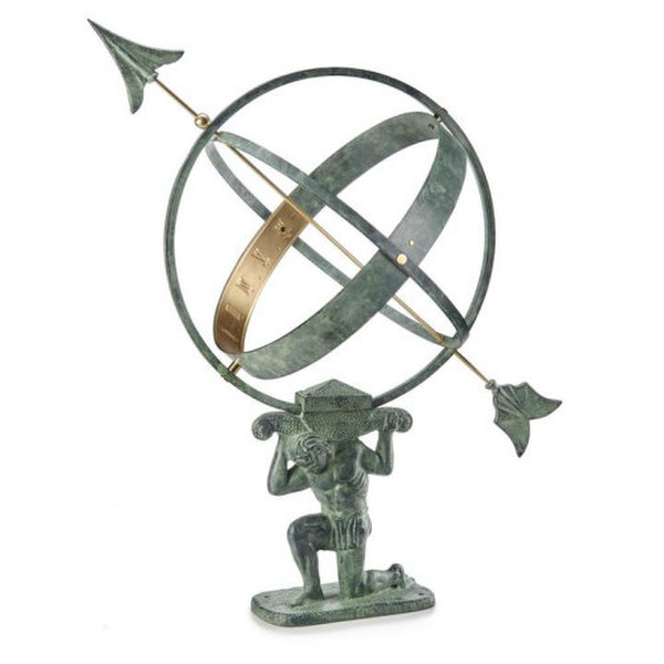 Titan holding Globe Atlas Armillary Sundial Sculptural God Time Piece